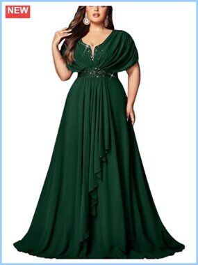Plus Size Sequin Chiffon Formal Bridesmaid Dress Sweetheart A-Line